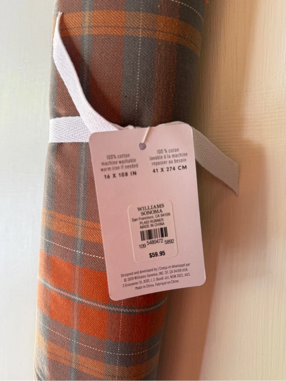 NWT Williams Sonoma PLYMOUTH PLAID BUNDLE: TABLE RUNNER & (4) NAPKINS AUTUMN